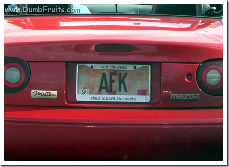 L33T SPEAK licence plate : AFK away from keyboard