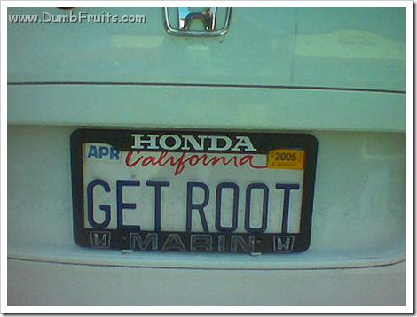 geek licence plate : get root