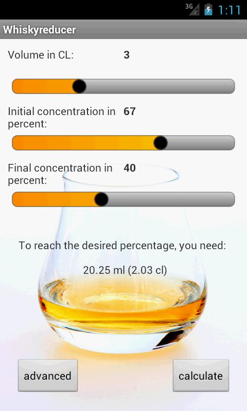 Android application Whisky reducer screenshort