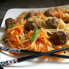 Asian Meatballs With Rice Noodles