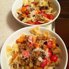 Bow Ties With Roasted Eggplant and Three Cheeses
