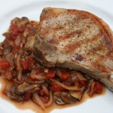 Grilled Pork Chops with Chunky Mushroom-Tomato Sauce