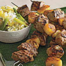 Pork Skewers with Pineapple-Scallion Rice
