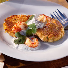 Crawfish Cakes with Cilantro-Lime Cream