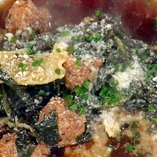 Pasta and Swiss Chard in Broth with Meatballs