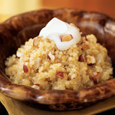 Quinoa and Onion Risotto with Crème Fraîche and Hazelnuts