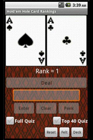 Hold'em Hole Cards Rank n Quiz