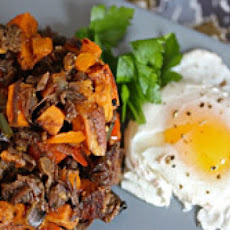 Whiskey Brisket and Sweet Potato Hash