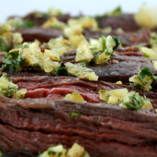 Broiled Marinated Skirt Steak with Cilantro and Preserved Lemon Gremolata