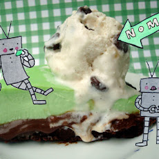 Grasshopper Pie in a Brownie Crust