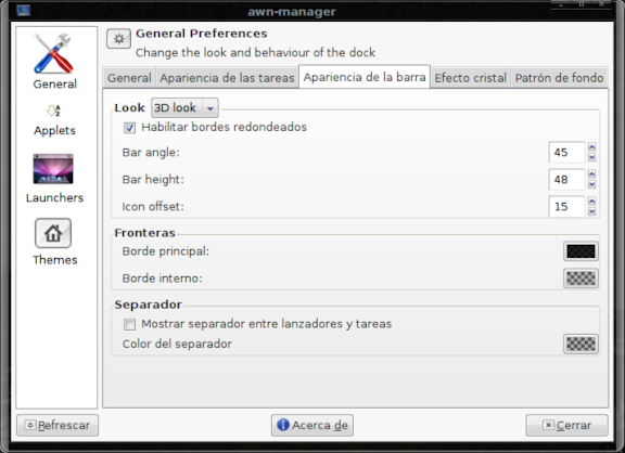 Preferencias de Avant Window Navigator en Ubuntu
