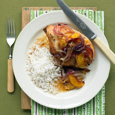 Ginger Chicken with Peaches and Onion
