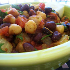 Curried Chickpeas and Black Beans-Low Fat