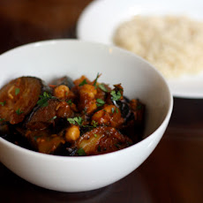 Dinner Tonight: Chickpea Stew with Eggplants, Tomatoes, and Peppers