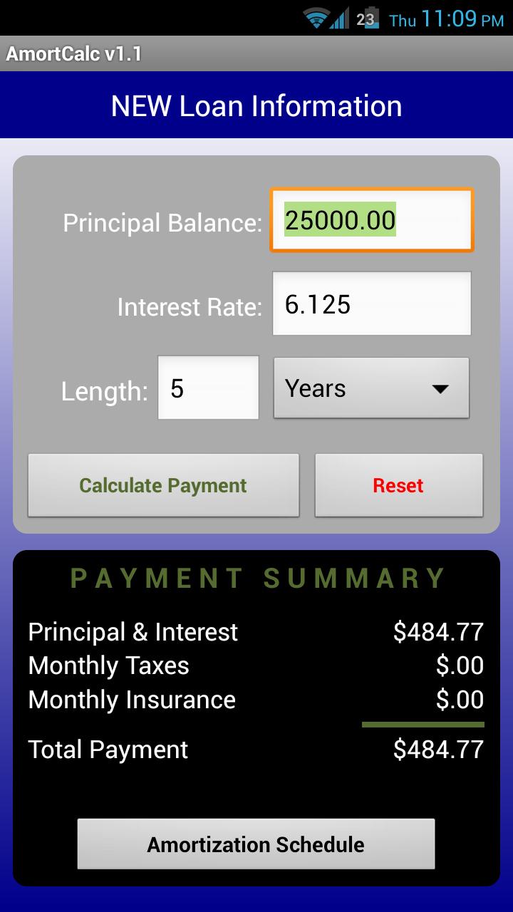 Android application AmortCalc FULL Loan Calculator screenshort