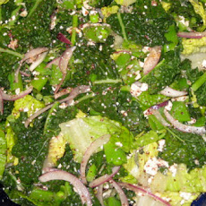 Salad with Kale, Snap Peas and Lemony Feta Dressing