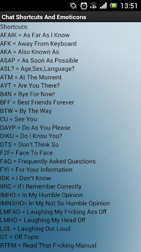Chat Shortcuts And Emoticons