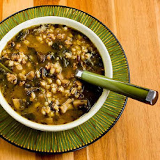 Ground Turkey and Barley Soup with Mushrooms and Spinach