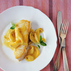 Halibut with Braised, Sliced Artichokes and Lemons