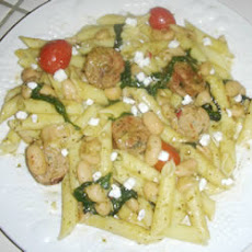 Penne with Spicy Chicken Sausage, Beans, and Greens