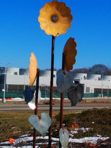 Steel Sun Flower Sculpture