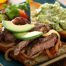 Carne Asada Steak Sandwich with Avocado Salad