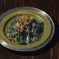 Skillet Greens with Crispy Shallots and Cider Gastrique