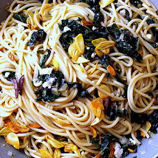 Spaghetti with Swiss Chard and Garlic Chips