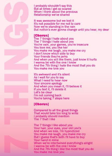 Miley Cyrus 7 Things Song Lyrics