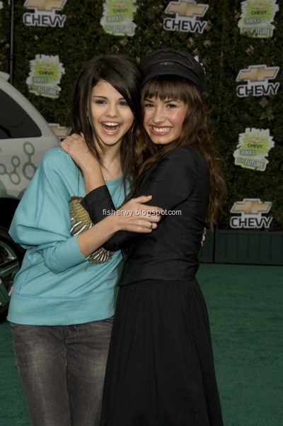 Photo of Selena Gomez and Demi Lovato attending Chevy Rocks the Future at The Walt Disney Studios in Burbank Disneyland, Anaheim on Feb 19, 2008