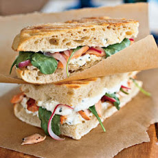 Grilled Smoked Salmon Panini with Red Onion Ribbons