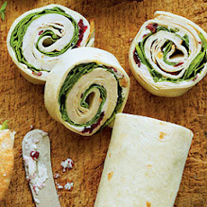 Turkey-and-Spinach Wraps with Cranberry-Walnut-Cream Cheese Spread