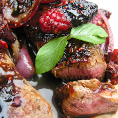 Raspberries and steak