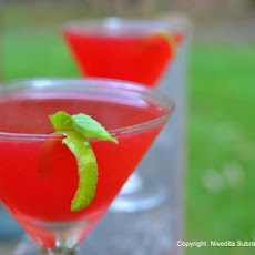 Ginger, pomegranate and basil gimlet.