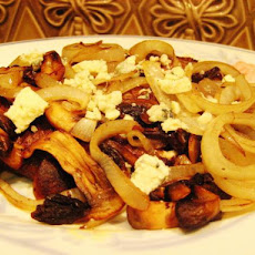Grilled Marinated Steaks With Mushrooms and Blue Cheese