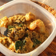 Make-Ahead Curried Coconut Quinoa with Shrimp and Basil