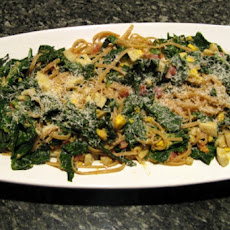 Spinach, Egg, and Pancetta with Linguine