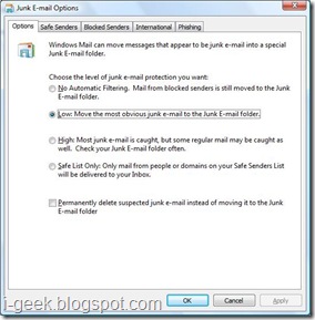 Windows Mail Junk E-mail Options2