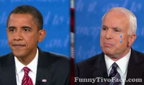 McCain Looks Sad - Tear - 10-16-08 - Presidential Debates