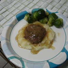 Bison Hamburger Steak in Vegetable Stock Gravy
