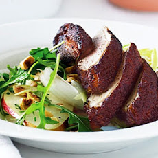 Crispy Duck Breasts with Pear and Green Peppercorn Sauce