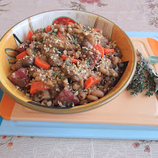 One Pot Chicken Stew with Mushrooms, Beans, Walnut and Sage