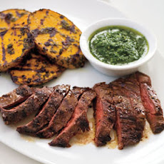 Grilled Skirt Steak and Potatoes with Herb Sauce