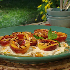 Grilled Nectarines with Honey-Orange Ricotta Whipped Cream and Toasted Almonds