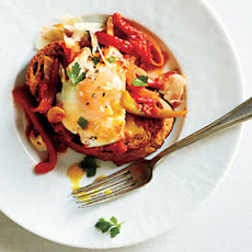 Eggs Poached in Tomato Sauce with Onions and Peppers