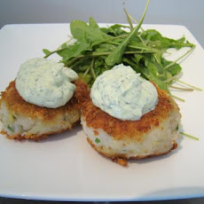Golden Crusted Fish and Potato Cakes With Dill Yoghurt