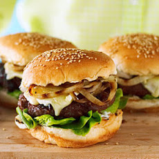 Cherry and Brie Burgers with Rosemary and Grilled Onion