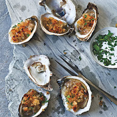 Broiled Oysters with Garlic-Buttered Breadcrumbs