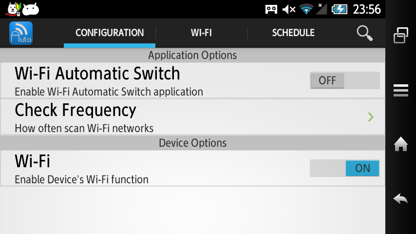 Android application WiFi auto-connect switch screenshort