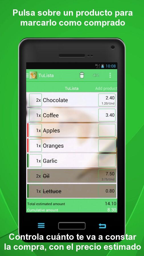 Android application Shopping List - TuListaPro screenshort